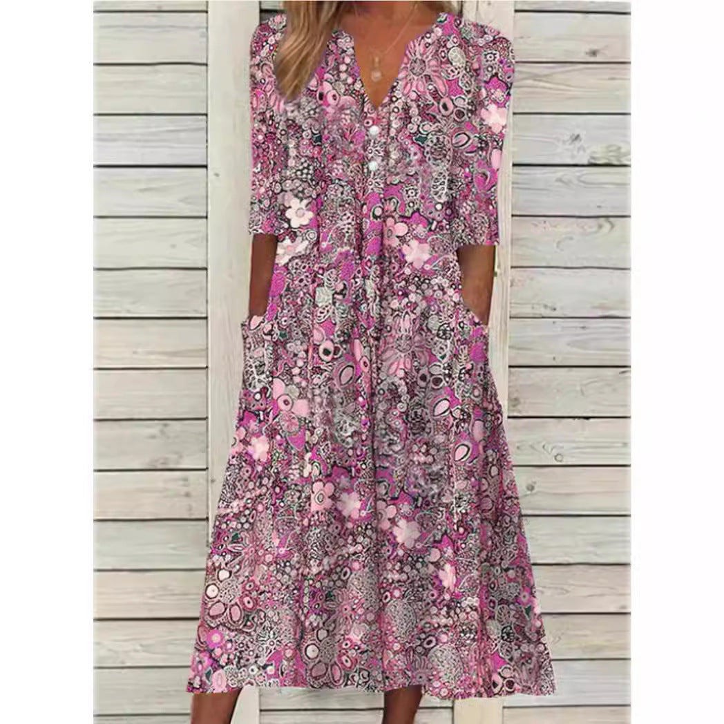 Robe Chemisier Floral Élégante et Confortable pour Femme