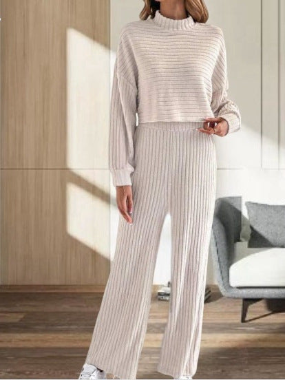 Ensemble Femme Chic - Maille Col Rond & Pantalon Taille Haute - PanierRoyale