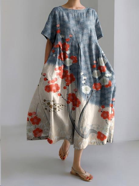 Robe Été Légère Florale Col Rond