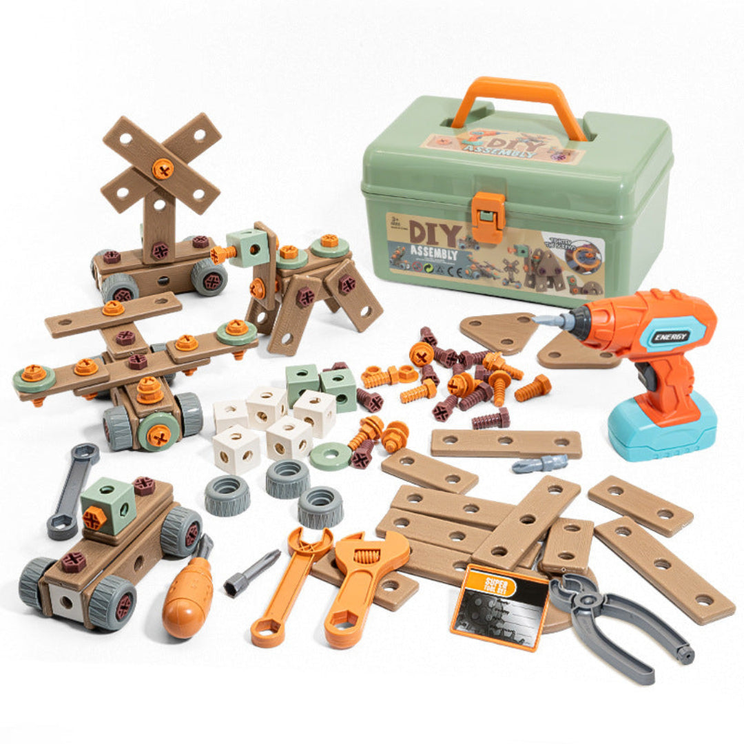 Jeux de Construction Enfants avec Outils Colorés et Blocs - PanierRoyale