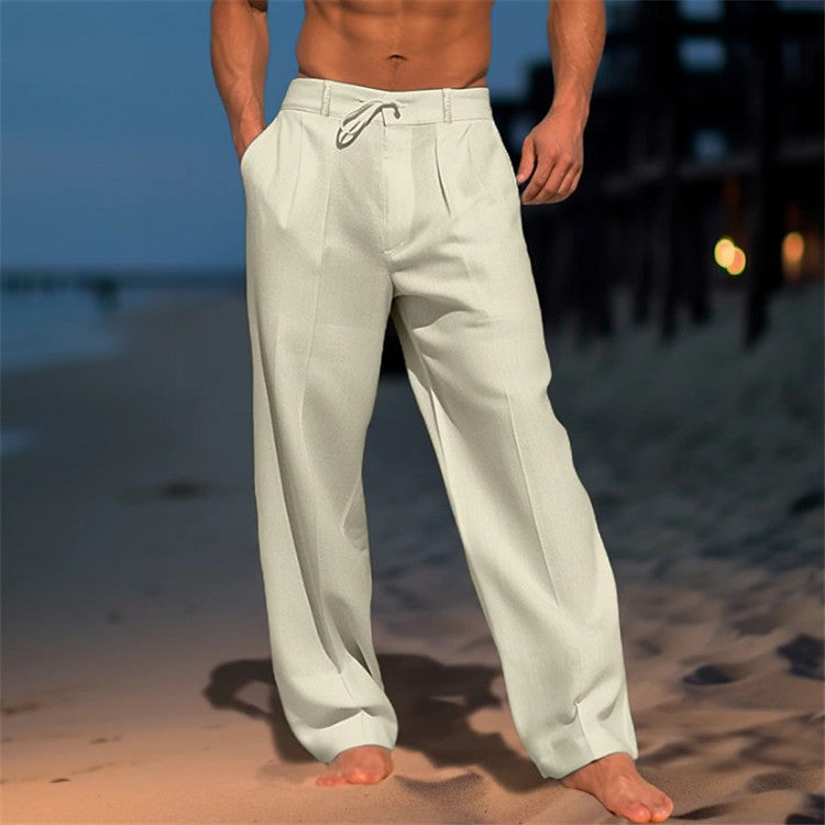 Pantalon Homme Décontracté avec Cordons Élastiques