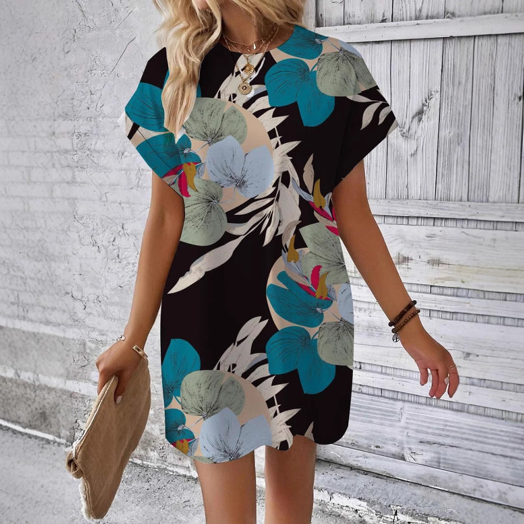 Robe Été Décontractée à Fleurs Manches Courtes - PanierRoyale