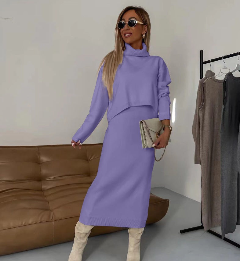 Pull et Jupe Ensemble Femme Tricot Élégant