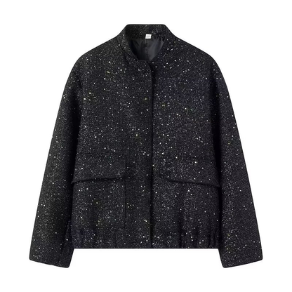 Veste Femme Longue Manches Paillettée Chic Soirée