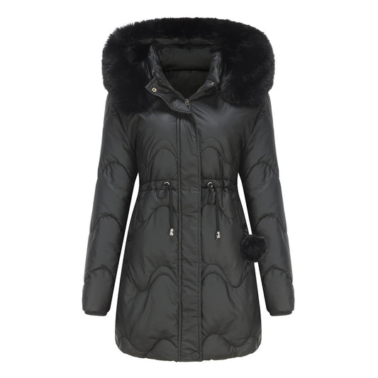 Manteau hiver à capuche long manches chaud et élégant - PanierRoyale