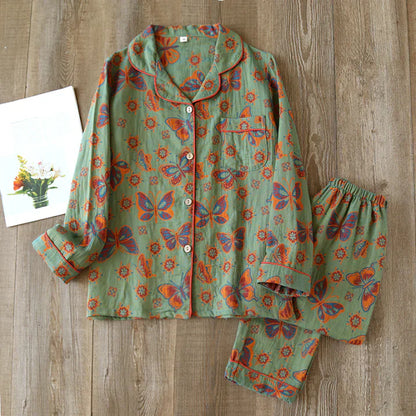 Pyjama Femme Décontracté à Fleurs pour Dormir Confortablement