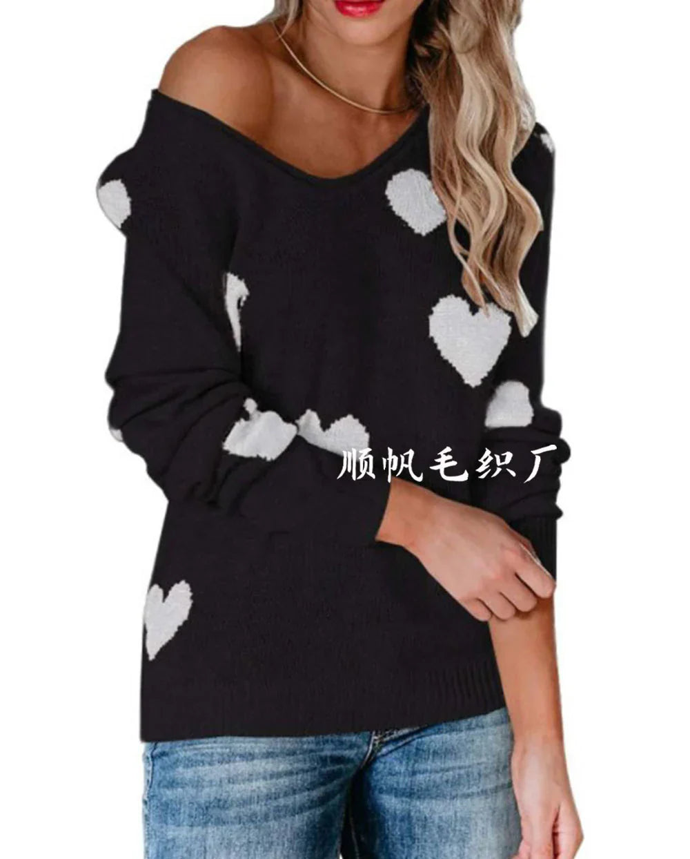 Pull Femme Noël Cœur Rouge