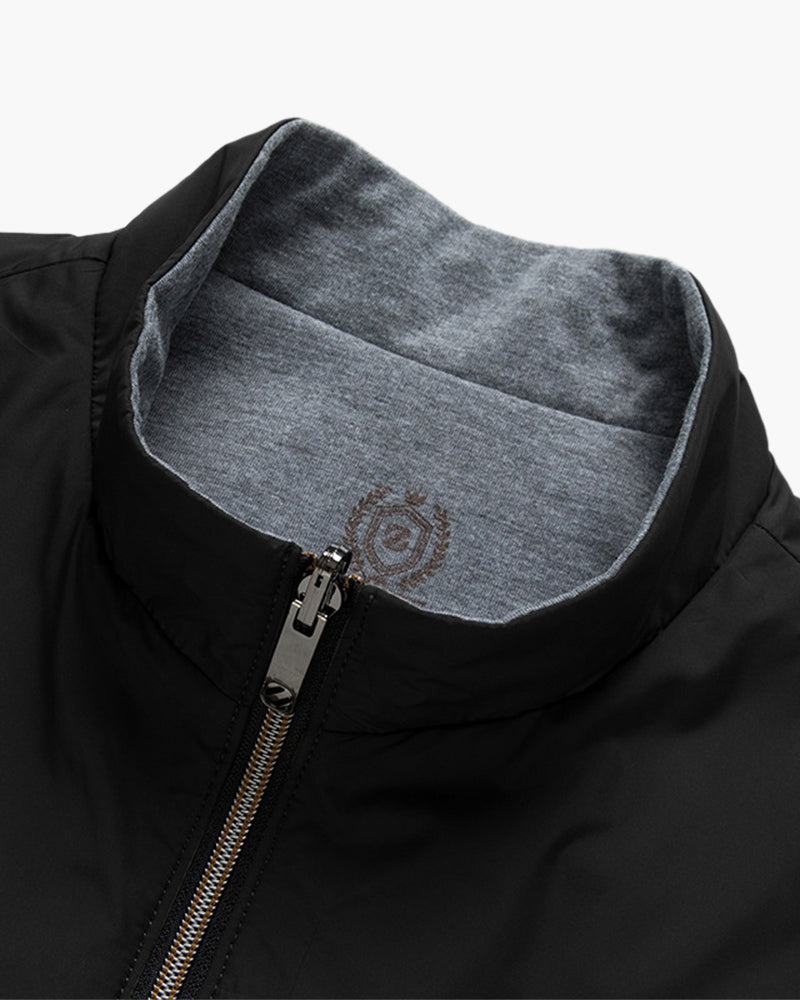 Gilet Slim Noir à Fermeture Éclair