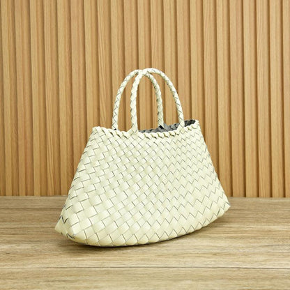 Sac à main en cuir authentique avec anses doubles pour femme