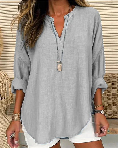 Blouse Femme Manches Longues Classique Beige