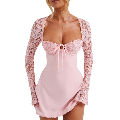 Robe Satin Courte Élégante Femme