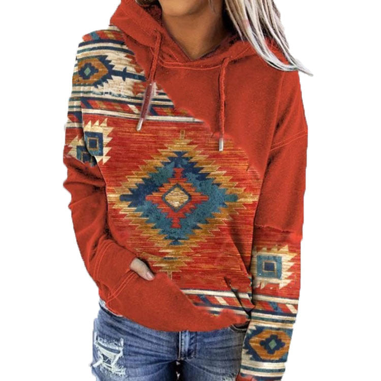 Sweat À Capuche Femme Hiver Imprimé Floral Chaud et Confortable - PanierRoyale