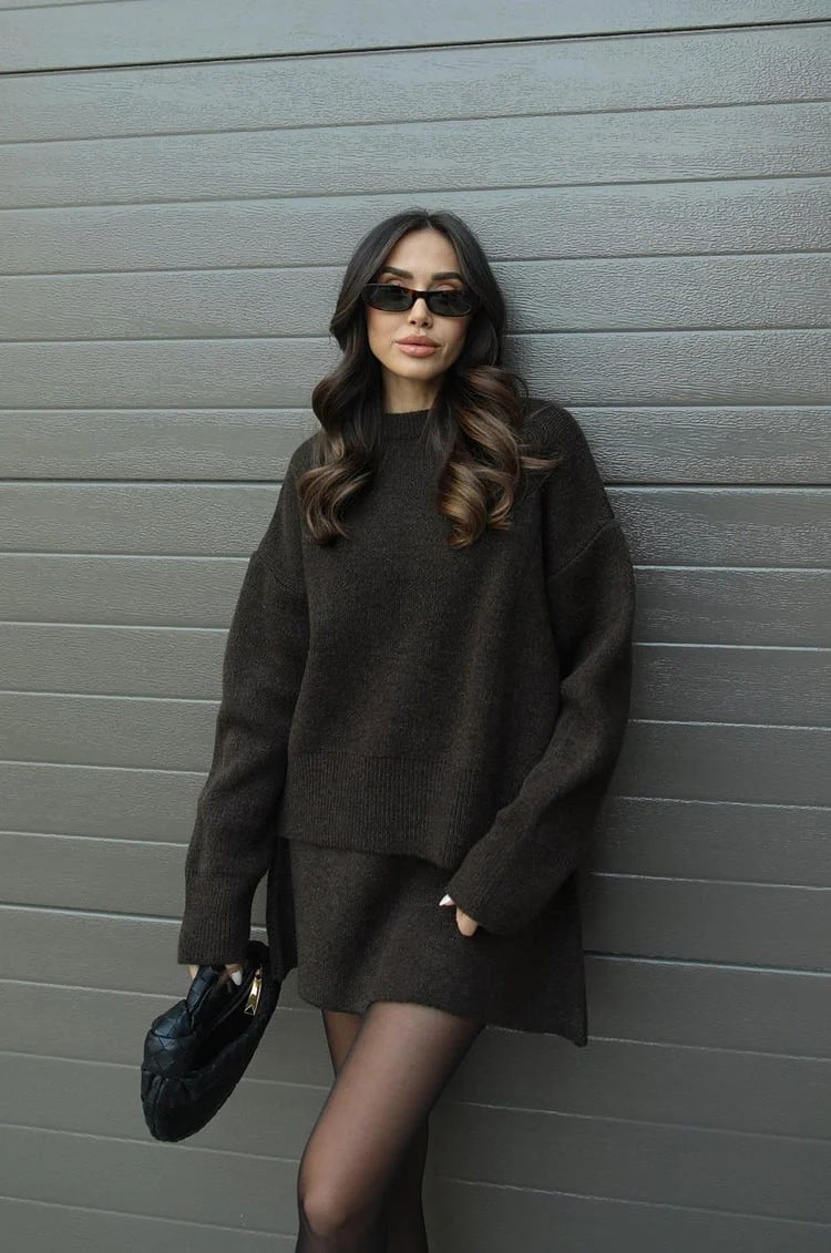 Ensemble 2 pièces Femme : Pull et Jupe pour un Look Décontracté Chic