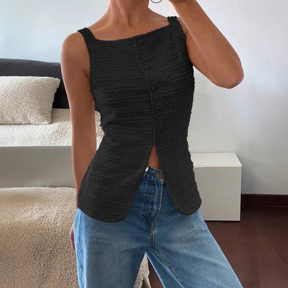 Top Débardeur Femme à Ourlet Élastique