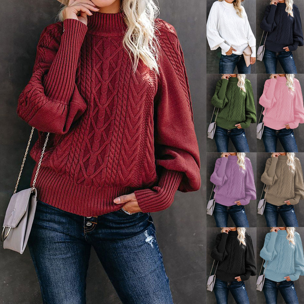 Pull femme couleur vif à manches longues et col rond - PanierRoyale