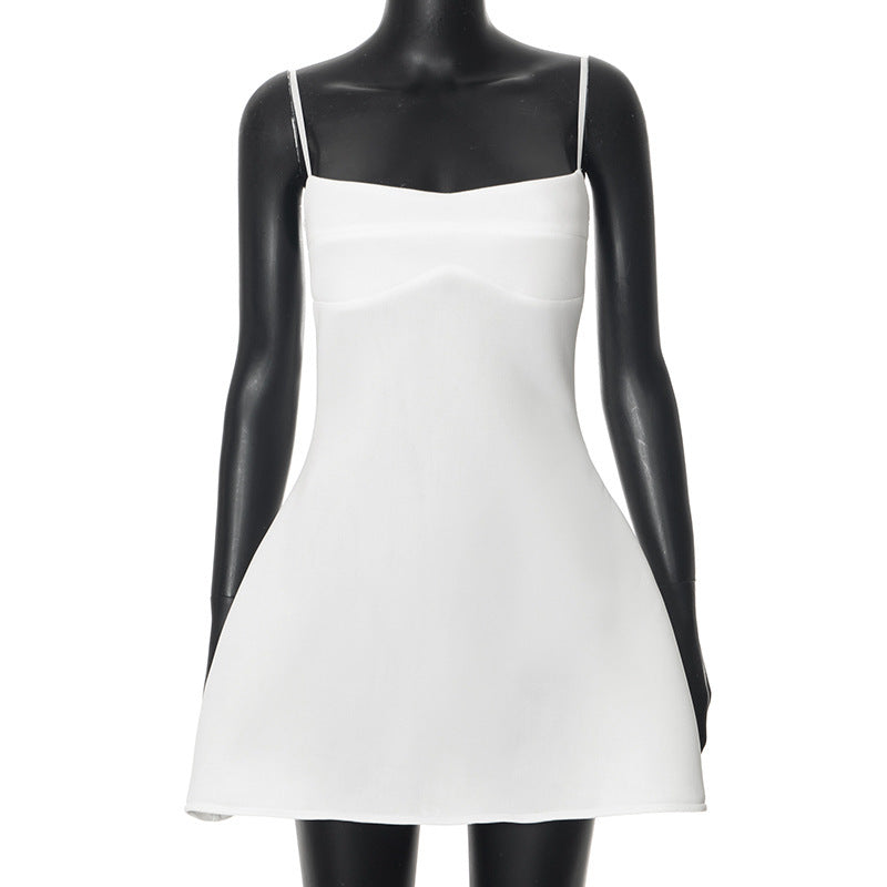 Robe Été Femme Élégante avec Bretelles Fines Réglables