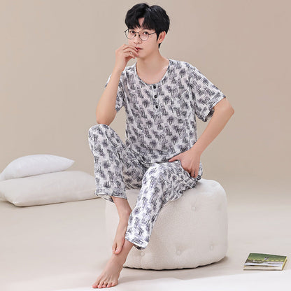 Pyjama Homme Été Léger Manches Courtes