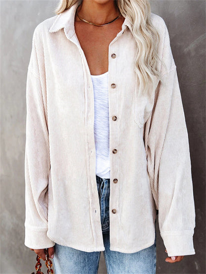 Chemise Féminine Élégante en Velours Doux avec Poche Devant