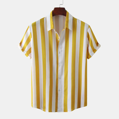 Chemise Rayée Manches Courtes Été Homme
