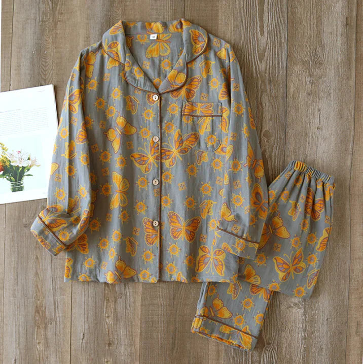 Pyjama Femme Décontracté à Fleurs pour Dormir Confortablement