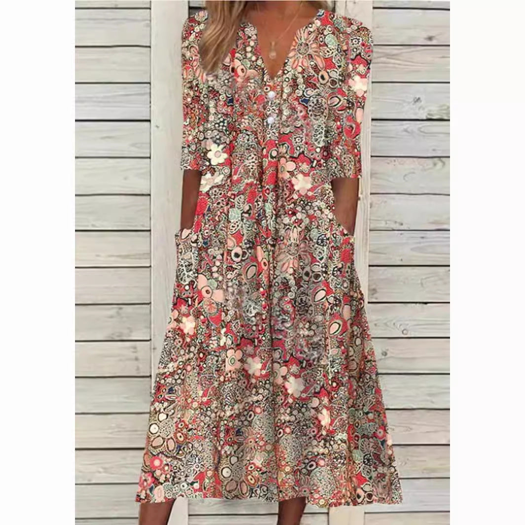 Robe Chemisier Floral Élégante et Confortable pour Femme - PanierRoyale