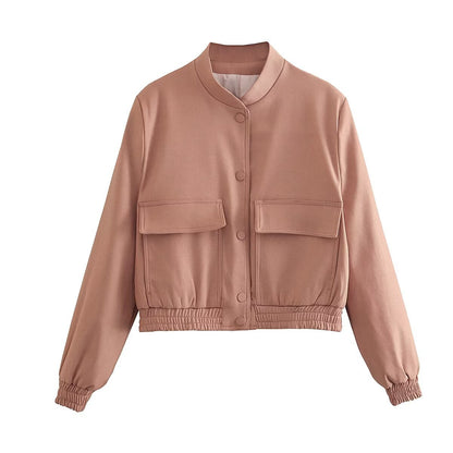 Veste femme courte avec poches, style décontracté pour tous les jours