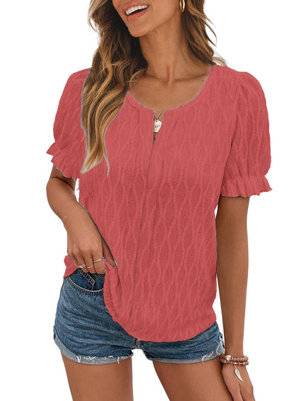 Blouse Femme Élégante Manches Courtes Noir