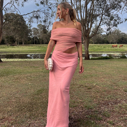 Robe de Soirée Longue en Dentelle Dos Nu Élégante