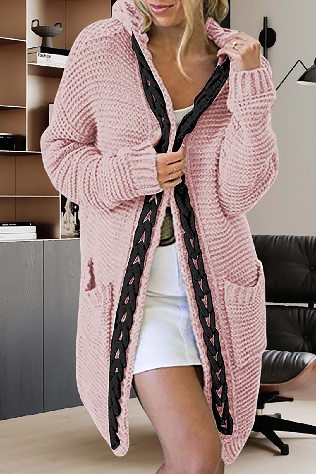 Pull Capuche Oversize Confortable en Maille - vue 3