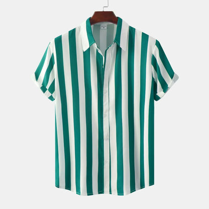 Chemise Rayée Manches Courtes Été Homme