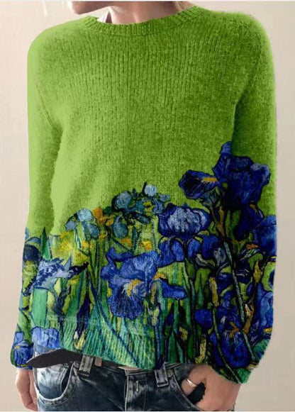 Pull femme fleuri col rond moderne - PanierRoyale