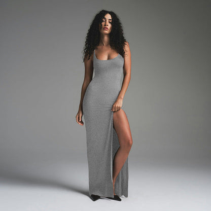 Variant image for Wolff™ – Robe Longue Femme Élégante avec Fente Latérale et Décolleté Rond-1