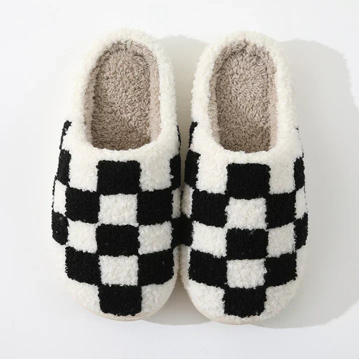 Chaussons Intérieur Mixte Carreaux Doux et Confortables