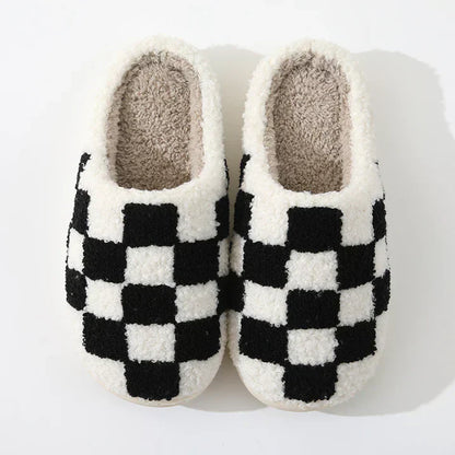 Chaussons Intérieur Mixte Carreaux Doux et Confortables