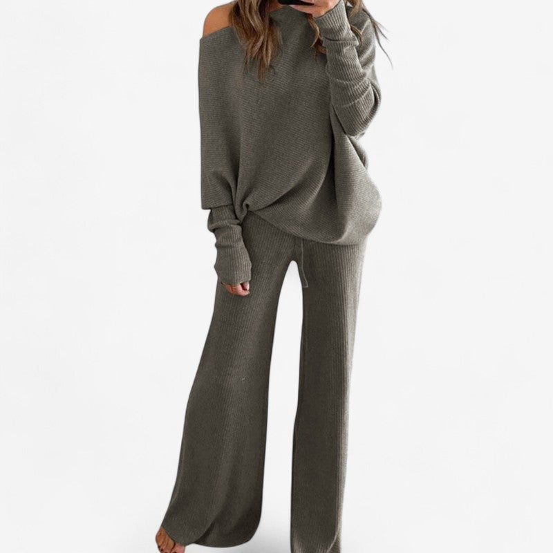 Robe Décolletée Femme avec Pantalon Évasé