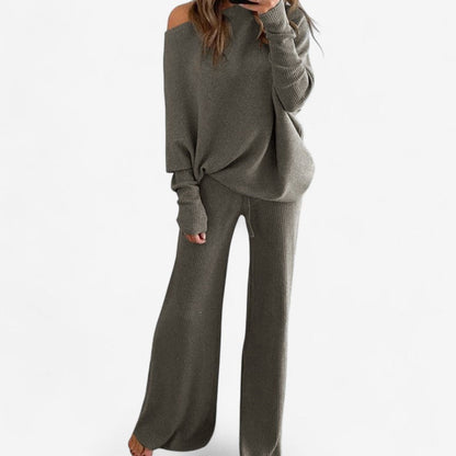 Robe Décolletée Femme avec Pantalon Évasé