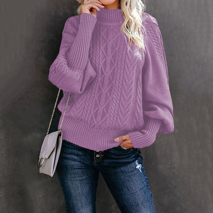 Pull femme couleur vif à manches longues et col rond