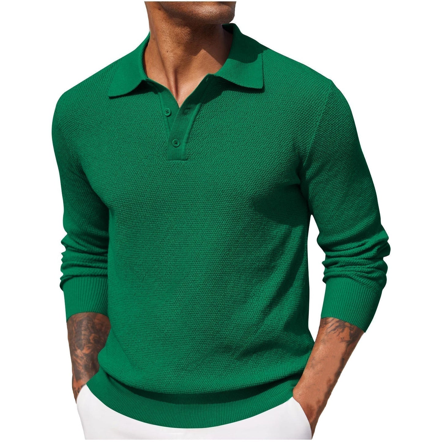 Polo Homme Manches Longues Respirant et Confortable