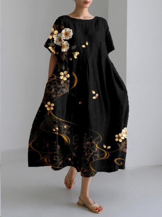 Robe Été Légère Florale Col Rond