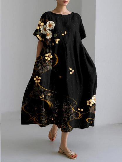 Robe Été Légère Florale Col Rond