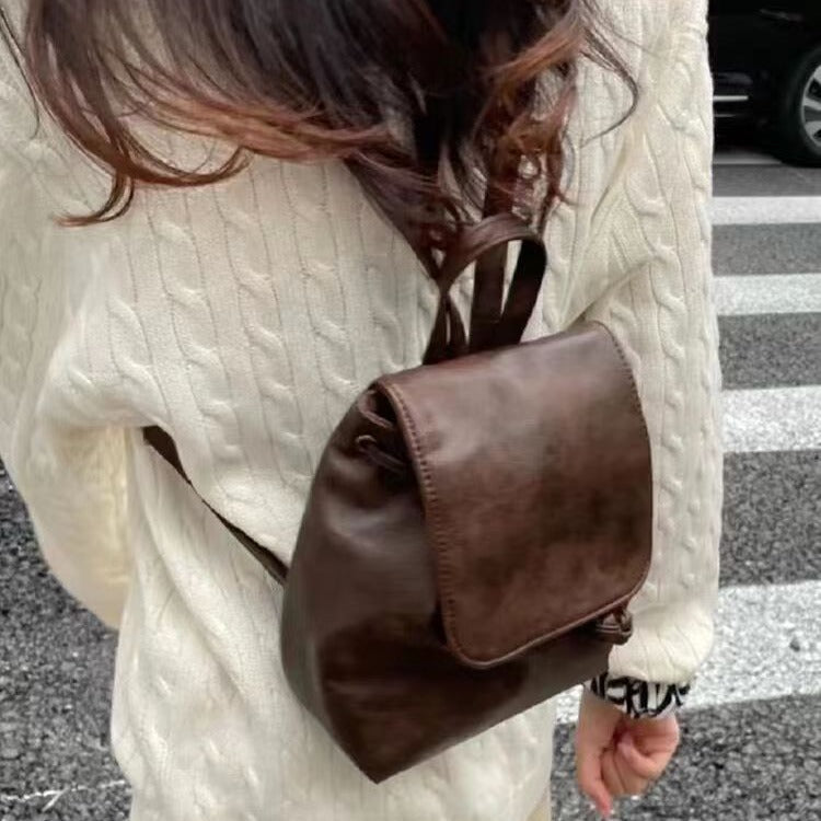 Sac à dos femme en cuir brun classique - PanierRoyale