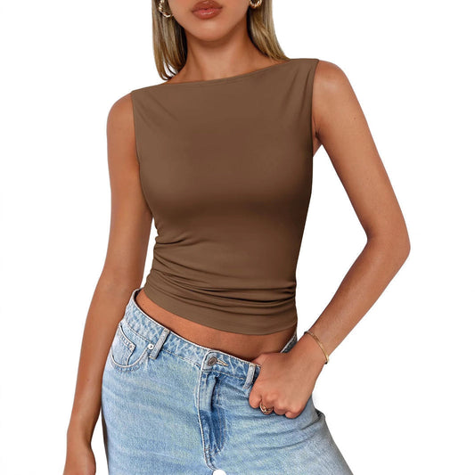 Débardeur Femme Brun Clair Été - PanierRoyale