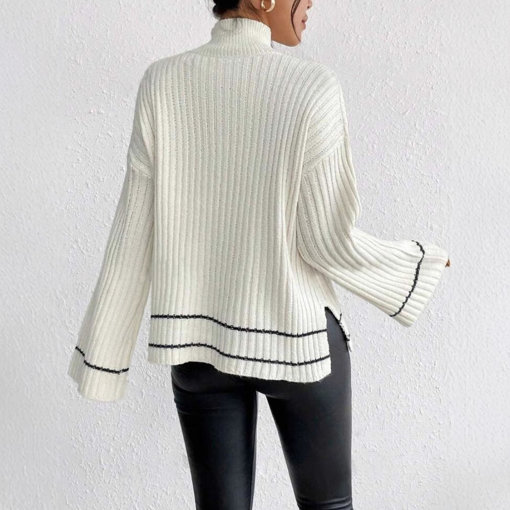 Pull Femme Col Roulé Grosse Maille Hiver