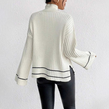 Pull Femme Col Roulé Grosse Maille Hiver