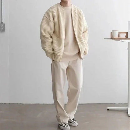 Cardigan Homme Épais et Confortable en Laine avec Poches