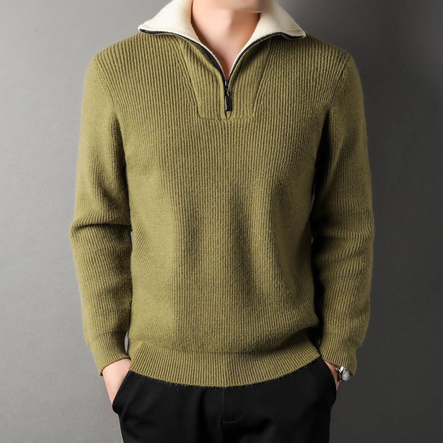 Pull Col Montant Chaud et Confortable pour Homme Hiver