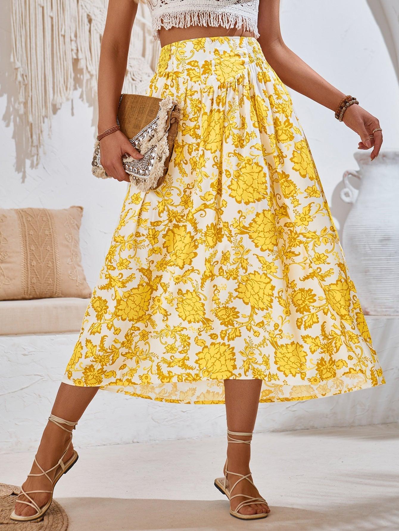 Jupe Longue à Fleurs Élégante et Confort pour Femme - PanierRoyale