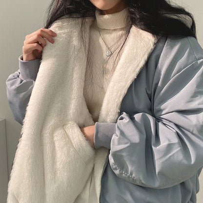 Manteau Femme Hiver Doux et Réversible