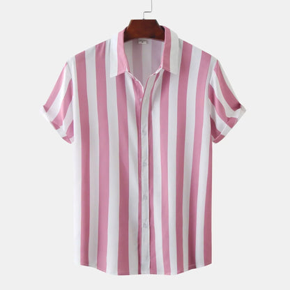 Chemise Rayée Manches Courtes Été Homme