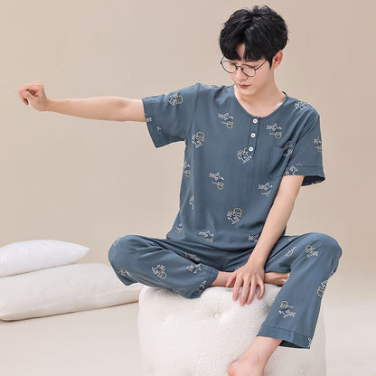 Pyjama Homme Été Léger Manches Courtes
